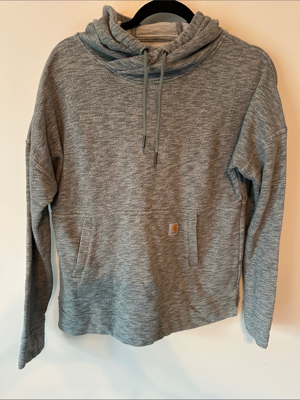 Carhartt Pullover Hoodie Womens M Gray Blue Good Cowl Neck Thumbhole Pocket
